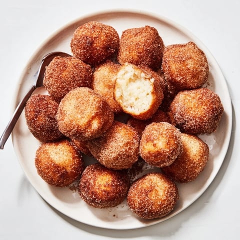 Leichte, fluffige Quark-Donutbällchen, paniert mit Zimt-Zucker, perfekt zum Frühstück.  